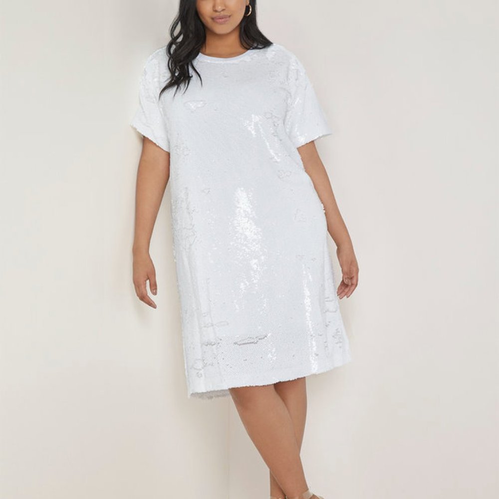 *NEW* Eloquii White Sequin Shift Dress - Size 20
